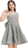 Sequins Flower Girl Dresses Short - Square Neck Princess Pageant Dress Kids A Line Communion Formal Party Gown