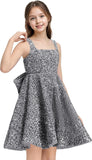 Sequins Flower Girl Dresses Short - Square Neck Princess Pageant Dress Kids A Line Communion Formal Party Gown