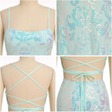 Women's Spaghetti Straps Sparkly Sequins A Line Swing Party Nightclub Dance Mini Dress Above Knee Length