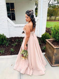 Women's Glittery Spaghetti V-Neck Prom Dresses Long Side Split Formal Evening Gowns