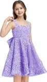 Sequins Flower Girl Dresses Short - Square Neck Princess Pageant Dress Kids A Line Communion Formal Party Gown