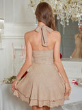 Sparkly Halter Dress for Women, Sleeveless Cocktail Party Square Neck Sparkling Dresses Backless Women's Evening Clubwear