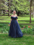 Sparkly Tulle Prom Dress 2026 Off The Shoulder Formal Dresses for Women Glitter A Line Long Ball Gown