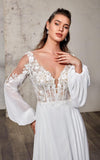 Women's Elegant Lace Beach Wedding Dresses for Bride 2025 with Sleeves Wedding Bridal Gowns