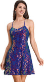 Women's Spaghetti Straps Sparkly Sequins A Line Swing Party Nightclub Dance Mini Dress Above Knee Length