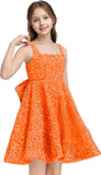 Sequins Flower Girl Dresses Short - Square Neck Princess Pageant Dress Kids A Line Communion Formal Party Gown