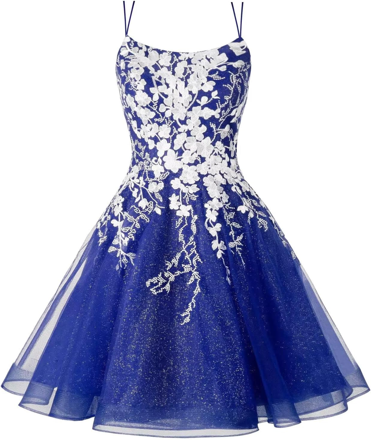 Sparkly Lace Applique Homecoming Dresses for Teens Short Corset Tulle Spaghetti Strap Prom Cocktail Party Dress