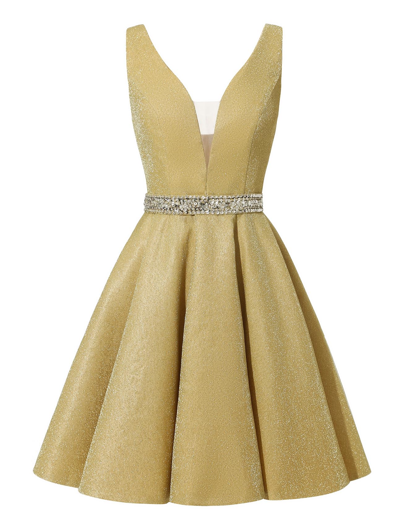 Satin Glitter Homecoming Dresses for Teens Short Prom Dress V-Neck Beaded Evening Formal Cocktail Party Gowns