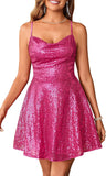 Women's Sequin Sparkly Glitter Sexy Backless Party Club Bodycon Dress Sleeveless Homecoming Dresses Cocktail Gowns