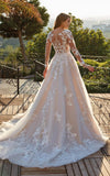 Women's Elegant Lace Beach Wedding Dresses for Bride 2025 with Sleeves Wedding Bridal Gowns