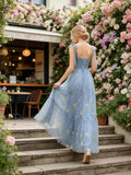 Floral Embroidered Tulle Flower Girl Dress Sweetheart Junior Bridesmaid Dresses Tiered Ruffled Formal Party Prom Gown