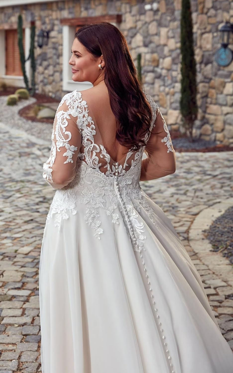 Women's Elegant Lace Beach Wedding Dresses for Bride 2025 with Sleeves Wedding Bridal Gowns