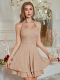 Sparkly Halter Dress for Women, Sleeveless Cocktail Party Square Neck Sparkling Dresses Backless Women's Evening Clubwear