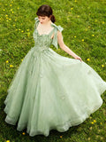 Glitter Tulle Prom Dress for Teens 3D Butterfly Long Ball Gowns Sequin Princess Quinceanera Dresses with Bow