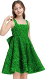 Sequins Flower Girl Dresses Short - Square Neck Princess Pageant Dress Kids A Line Communion Formal Party Gown