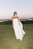 Women's Strapless Chiffon Bridesmaid Dresses with Scarf Long A-Line Pleated Formal Evening Dress