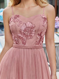 Women's Formal Choir Dress Elegant Midi Mesh Embroidered for Wedding Guest Bridesmaid Cocktail Party Flowy Prom Dress