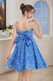 Sequins Flower Girl Dresses Short - Square Neck Princess Pageant Dress Kids A Line Communion Formal Party Gown