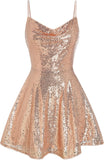 Women's Sequin Sparkly Glitter Sexy Backless Party Club Bodycon Dress Sleeveless Homecoming Dresses Cocktail Gowns