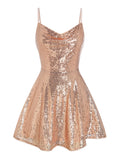 Women's Sequin Sparkly Glitter Sexy Backless Party Club Bodycon Dress Sleeveless Homecoming Dresses Cocktail Gowns