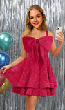 Sparkly Tiered Sequin Flower Girl Dress Spaghetti Straps Short Birthday Pageant Formal Mini Dresses