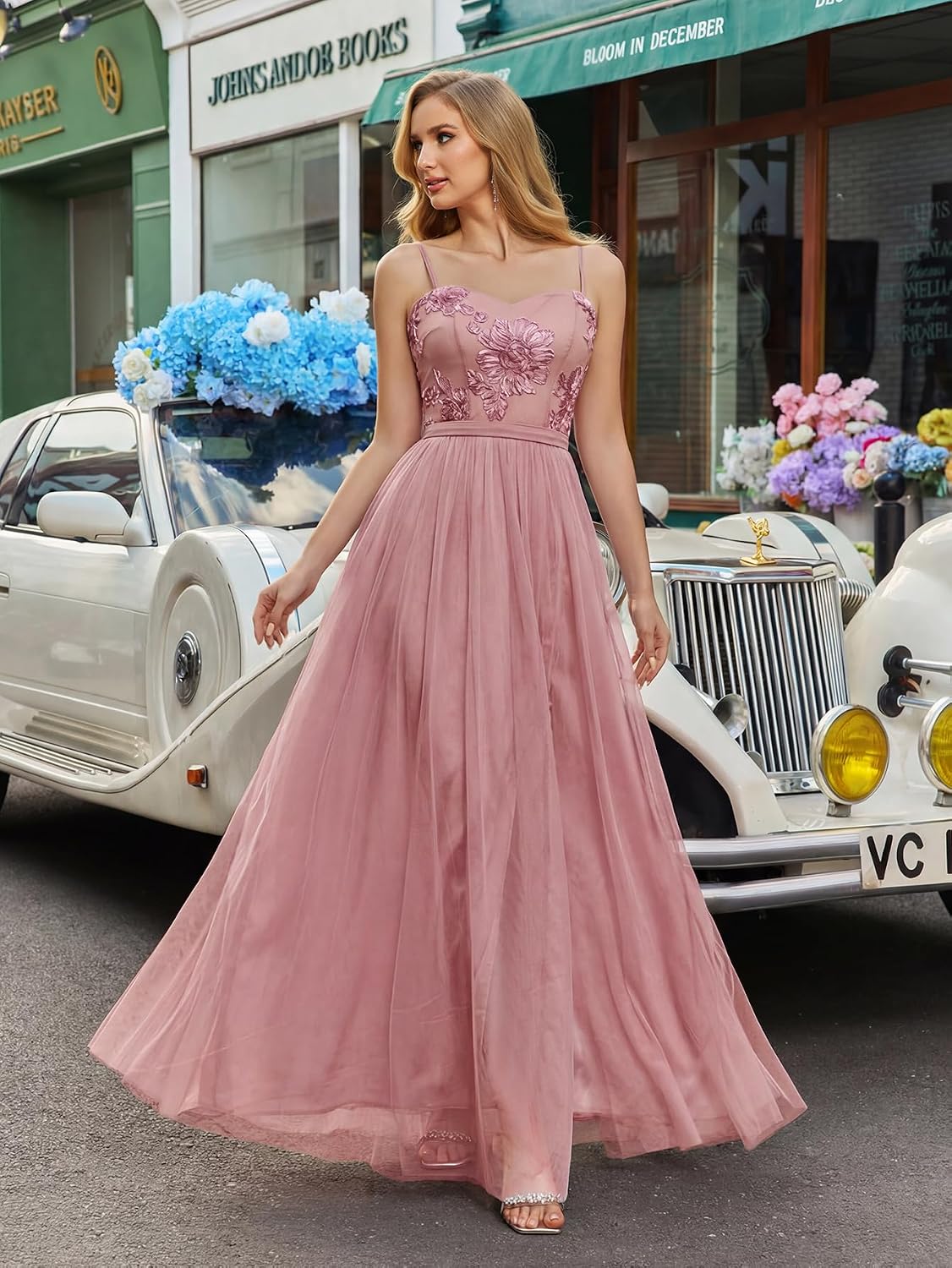 Women's Formal Choir Dress Elegant Midi Mesh Embroidered for Wedding Guest Bridesmaid Cocktail Party Flowy Prom Dress
