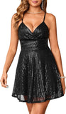 Women's Sequin Sparkly Glitter Sexy Backless Party Club Bodycon Dress Sleeveless Homecoming Dresses Cocktail Gowns