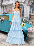 Tiered Ruffle Bridesmaid Dresses for Women Spaghetti Straps Long Chiffon Formal Evening Prom Gowns
