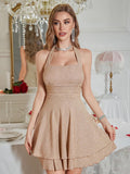 Sparkly Halter Dress for Women, Sleeveless Cocktail Party Square Neck Sparkling Dresses Backless Women's Evening Clubwear