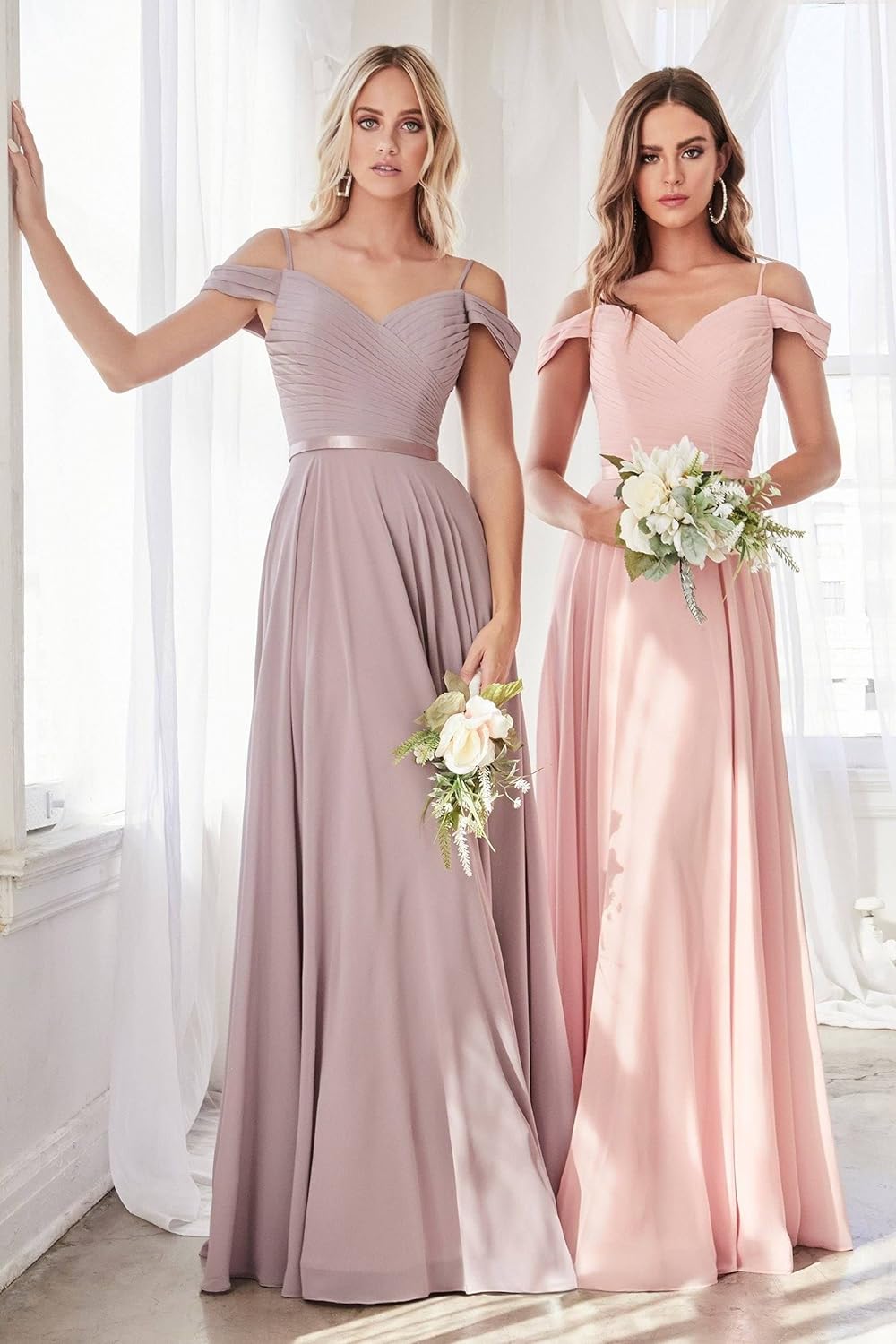 Off The Shoulder Chiffon Bridesmaid Dresses Long Spaghetti Straps A Line Formal Party Dress