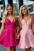 A-line Spaghetti Straps Satin Homecoming Dress