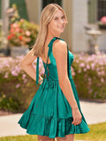 A-line Sweetheart Pink Ruffled Taffeta Homecoming Dress With Bow Straps