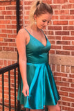 A-line Spaghetti Straps Satin Homecoming Dress