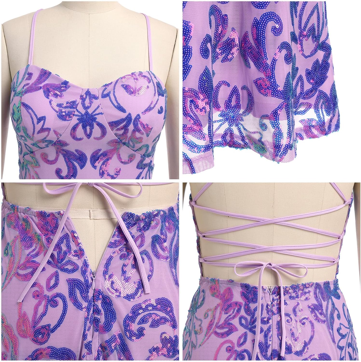 Women's Spaghetti Straps Sparkly Sequins A Line Swing Party Nightclub Dance Mini Dress Above Knee Length