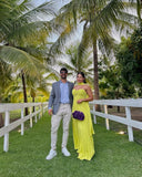 Flowy Chiffon Bridesmaid Prom Dress with Scarf Strapless Pleated Formal Evening Dresses