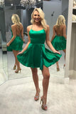 A-line Spaghetti Straps Satin Homecoming Dress