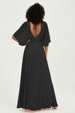 Flutter Sleeves Jewel Chiffon Bridesmaid Dress Floor Length Formal Evening Dresses Gowns