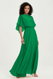 Flutter Sleeves Jewel Chiffon Bridesmaid Dress Floor Length Formal Evening Dresses Gowns