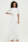 Flutter Sleeves Jewel Chiffon Bridesmaid Dress Floor Length Formal Evening Dresses Gowns