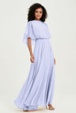 Flutter Sleeves Jewel Chiffon Bridesmaid Dress Floor Length Formal Evening Dresses Gowns