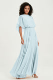 Flutter Sleeves Jewel Chiffon Bridesmaid Dress Floor Length Formal Evening Dresses Gowns