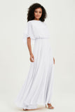 Flutter Sleeves Jewel Chiffon Bridesmaid Dress Floor Length Formal Evening Dresses Gowns