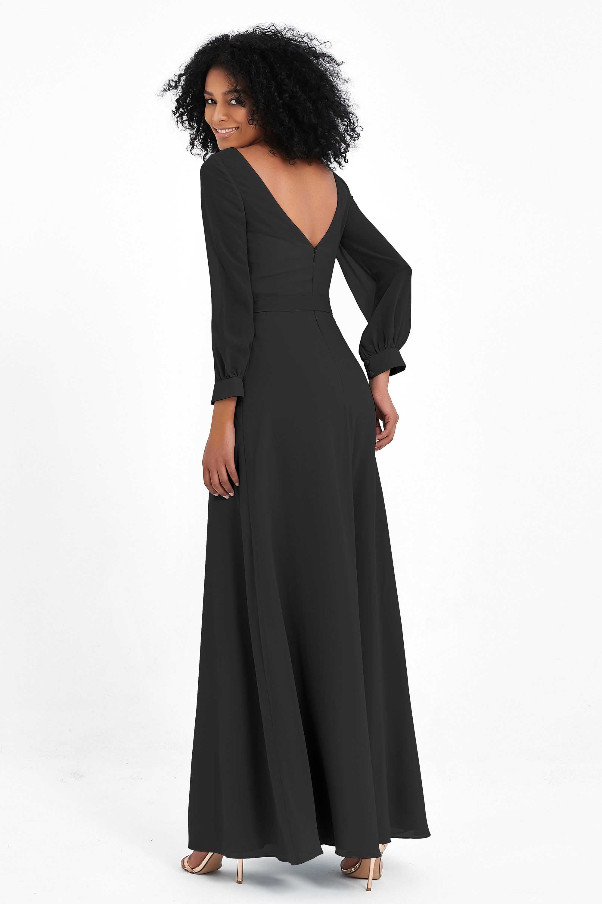 Elegance V Neck Junior Bridesmaid Dress Chiffon Long Sleeves Pleated Sashes Formal Evening Dresses