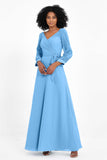 Elegance V Neck Junior Bridesmaid Dress Chiffon Long Sleeves Pleated Sashes Formal Evening Dresses