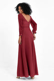 Elegance V Neck Junior Bridesmaid Dress Chiffon Long Sleeves Pleated Sashes Formal Evening Dresses