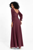 Elegance V Neck Junior Bridesmaid Dress Chiffon Long Sleeves Pleated Sashes Formal Evening Dresses