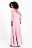 Elegance V Neck Junior Bridesmaid Dress Chiffon Long Sleeves Pleated Sashes Formal Evening Dresses