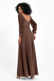 Elegance V Neck Junior Bridesmaid Dress Chiffon Long Sleeves Pleated Sashes Formal Evening Dresses