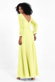 Elegance V Neck Junior Bridesmaid Dress Chiffon Long Sleeves Pleated Sashes Formal Evening Dresses