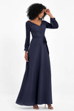 Elegance V Neck Junior Bridesmaid Dress Chiffon Long Sleeves Pleated Sashes Formal Evening Dresses